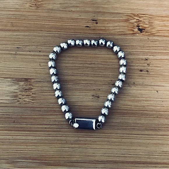 $112 Designer Estate Sterling Silver Bead Bracelet  Marked TV-25 MEXICO 925 - Picture 4 of 6